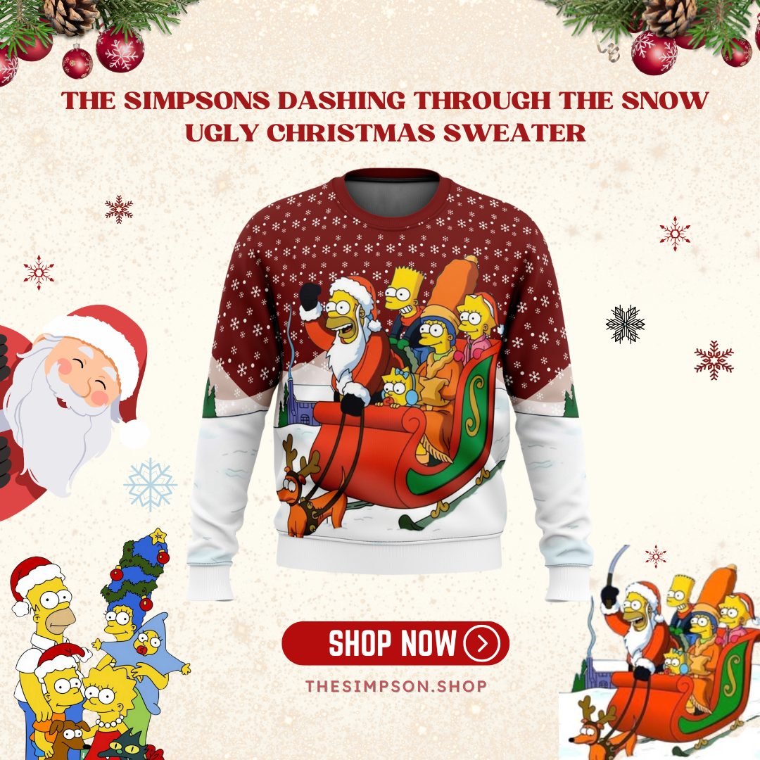The Simpsons Dashing Through the Snow Ugly Christmas Sweater